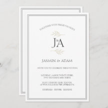 Elegant Enkel vit klassisk Initialer Bröllop