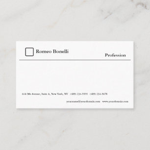 Elegant enkel vit minimalistisk modern, enkel visitkort