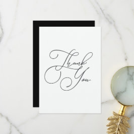 Elegant Enkelhet Minimalistisk Svart och Vitt Tack Kort