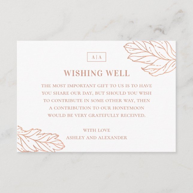 Elegant enkelt botaniskt bröllop som önskar lycka  tilläggskort (Framsida)