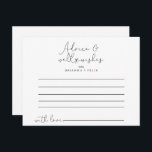 Elegant - enkelt Calligraphy Bröllop Advice Card Vykort<br><div class="desc">Det här bröllop-rådgivningskortet i elegant är en perfekt för ett orustiskt bröllop. Den enkla och elegant designen har skript av typen klassisk och finare i svartvitt.De här korten är perfekter för bröllop,  möhippa,  babydusch,  studentfest och mycket annat. Anpassa korten med namn från bruden och brudgummen,  blivande föräldrar eller student.</div>
