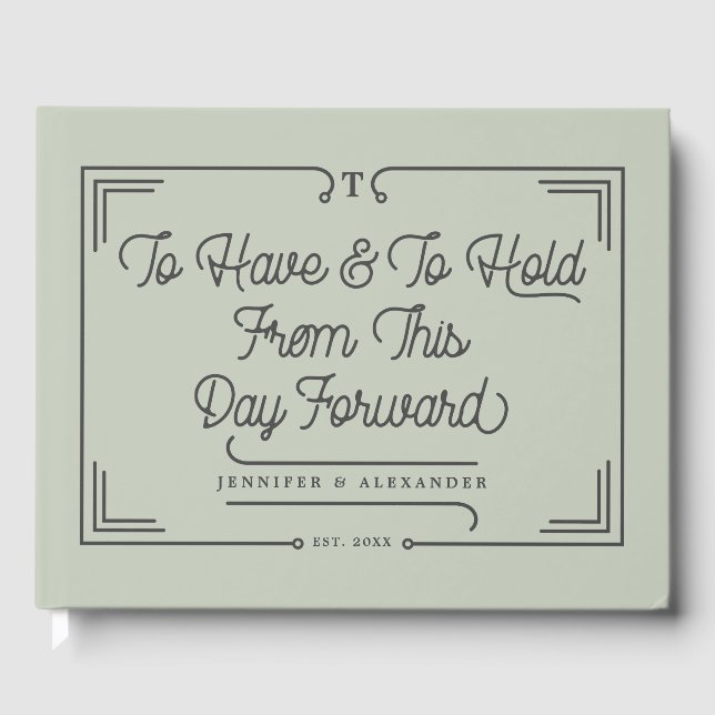 Elegant Enkelt citat Eucalyptus Grönt Bröllop Gästböcker (Framsida)