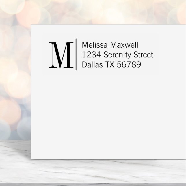 Elegant Enkelt fet Monogram Adress 2 Självfärgande Stämpel (Skapare uppladdad)