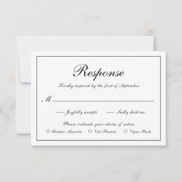 Elegant Enkelt Forme Black and White Meal Bröllop OSA Kort