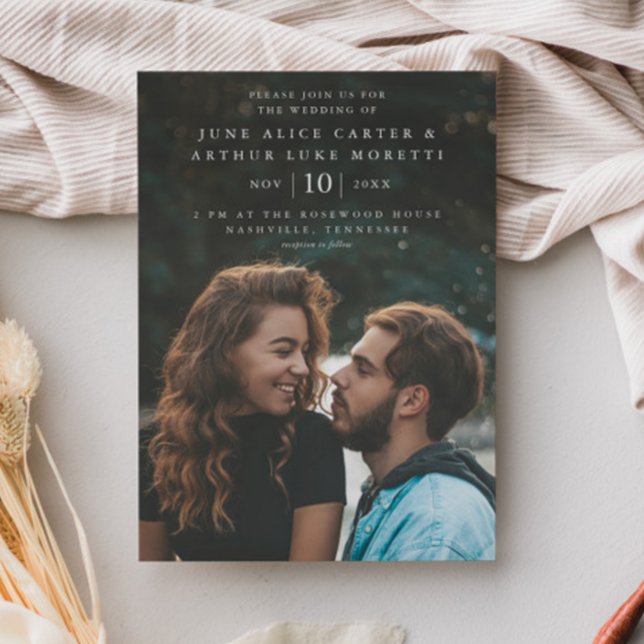 Elegant - enkelt foto Bröllop Magnetisk Inbjudningskort (Elegant Minimal Photo Wedding Magnetic Invitations.)