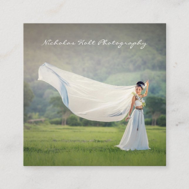 Elegant - enkelt fotofotografi fyrkantigt visitkort (Framsida)