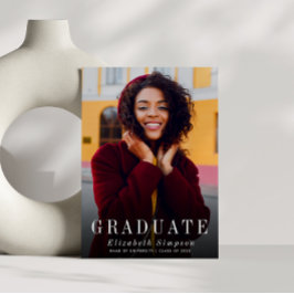 elegant - enkelt fotomeddelande i studenten tack kort