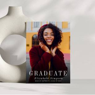 elegant - enkelt fotomeddelande i studenten tack kort