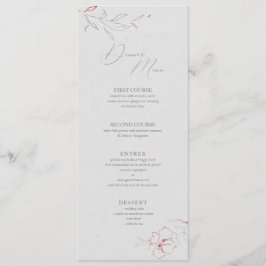 Elegant, enkelt grått och röda blommor, innermeny meny