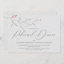 Elegant enkelt grått och rödblommor Rehearsal Midd Inbjudningar