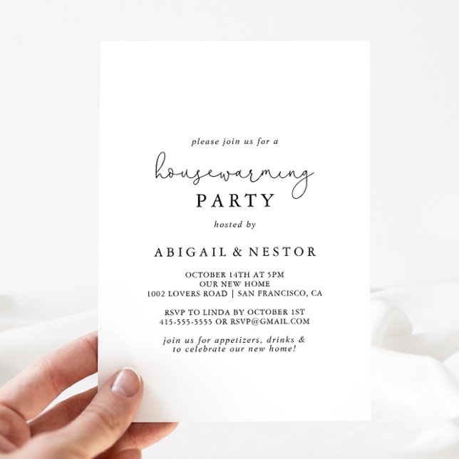 Elegant Enkelt kalligrafi Hushållsuppvärmning Part Inbjudningar (Skapare uppladdad)