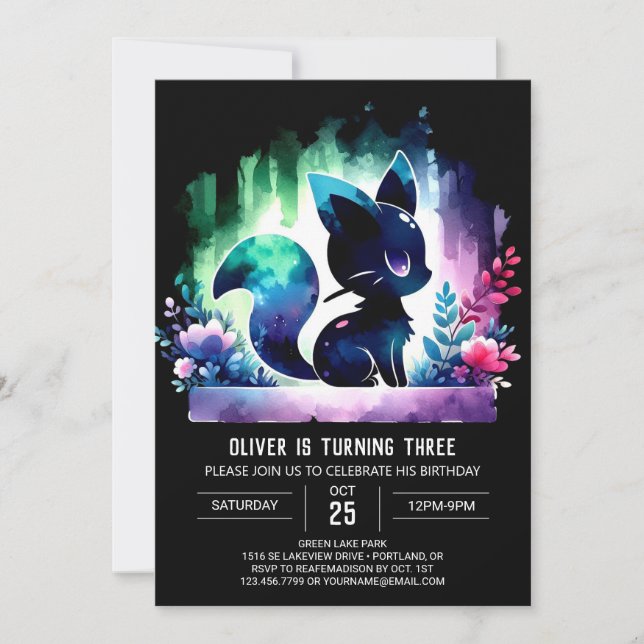 Elegant Enkelt kattfödelsedag på ett vackert sätt Inbjudningar (Framsida)