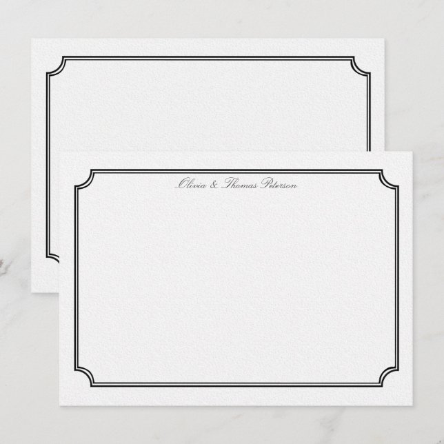 Elegant Enkelt klassiskt par för Gods Ram Bröllop Anteckningskort (Fram/baksida)