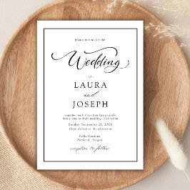 Elegant Enkelt klassiskt svartvitt Bröllop Inbjudningar
