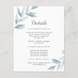 Elegant Enkelt löv. Uppgifter om Botaniskt Bröllop Tilläggskort