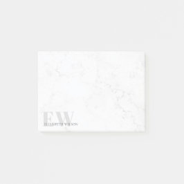 Elegant Enkelt Marble Stone Grått Namn Monogram Post-it Block