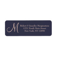 Elegant Enkelt marint blått och Blek Rosa Monogram