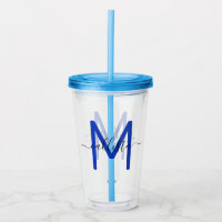 Elegant Enkelt marint blåvitt monogram