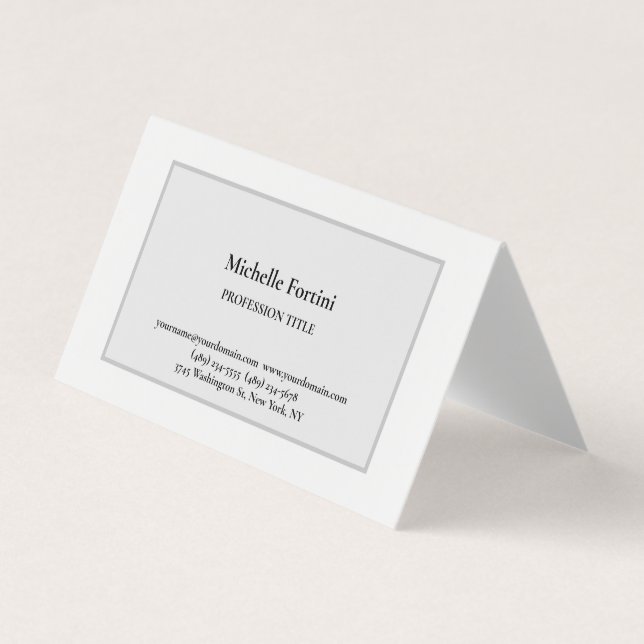Elegant enkelt minimalistiskt Grått Visitkort (Framsida)