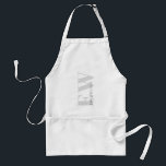 Elegant Enkelt minimalt Grått Monogram Namn Förkläde<br><div class="desc">Om du behöver ytterligare anpassningar kan du kontakta mig på yellowfebstudio@gmail.com.</div>