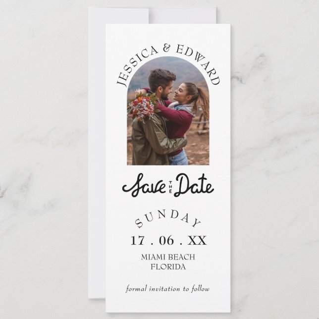 Elegant - enkelt Modern skriptfoto - spara datum Inbjudningar (Framsida)