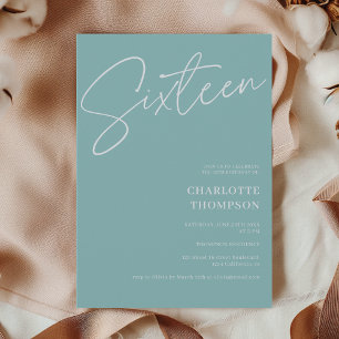 Elegant - enkelt, modernt isblått foto Sweet 16 Inbjudningar