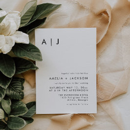 Elegant Enkelt Monogram Bröllop Inbjudningar