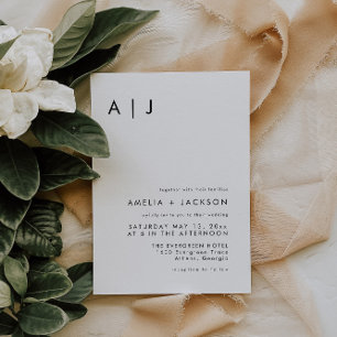 Elegant Enkelt Monogram Bröllop Inbjudningar