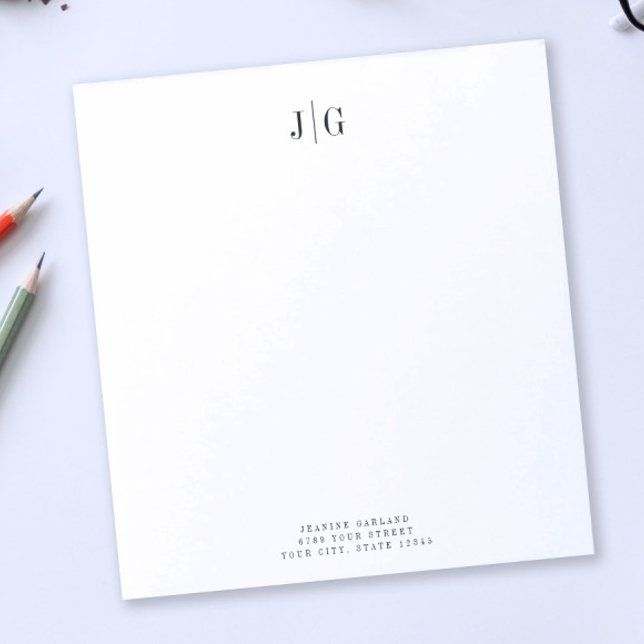 Elegant Enkelt monogram Minimalistiskt bläckhuvud Anteckningsblock (Skapare uppladdad)
