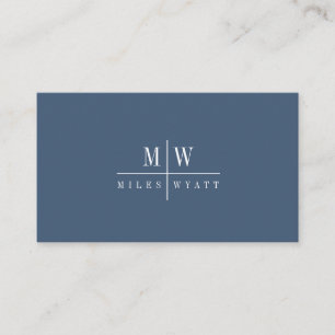 Elegant Enkelt monogram minimalistiskt rökblått Gr Visitkort