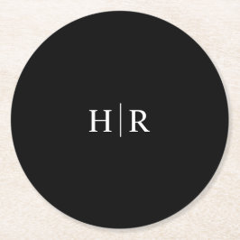 Elegant Enkelt monogram Underlägg Papper Rund