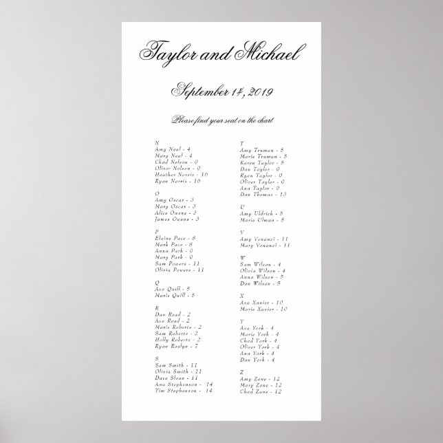 Elegant enkelt monteringsdiagram för alfabetiskt l poster (Framsidan)