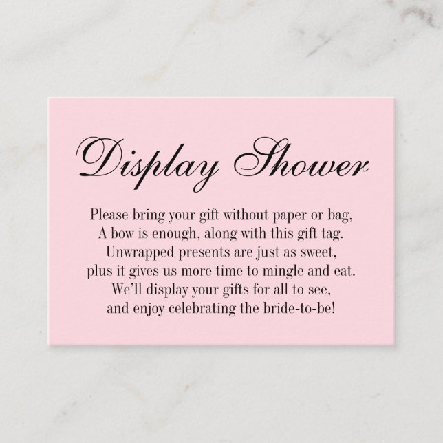 Elegant, Enkelt Oinpackat Bröllopsdusch, Rosa Tilläggskort (Framsida)