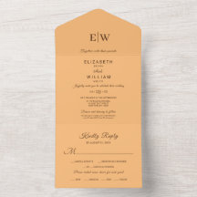 Elegant Enkelt persikofärgad monogram Bröllop