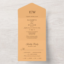 Elegant Enkelt persikofärgad monogram Bröllop