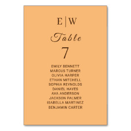 Elegant Enkelt persikofärgad monogram Bröllop Bordsnummer
