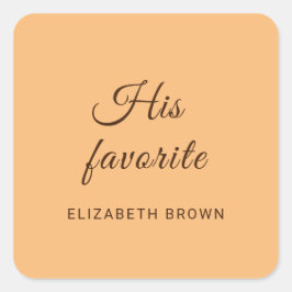 Elegant Enkelt persikofärgad monogram Bröllop Fyrkantigt Klistermärke