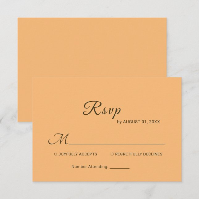 Elegant Enkelt persikofärgad monogram Bröllop OSA Kort (Fram/baksida)