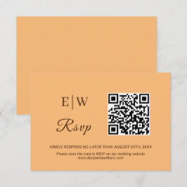 Elegant Enkelt persikofärgad monogram Bröllop OSA Kort