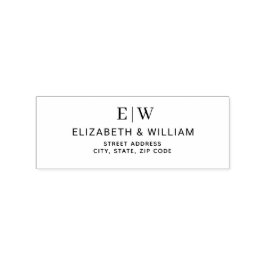 Elegant Enkelt persikofärgad monogram Bröllop Stämpel