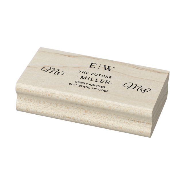 Elegant Enkelt persikofärgad monogram Bröllop Stämpel (Stämpel)