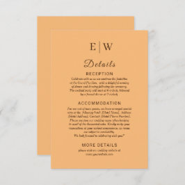 Elegant Enkelt persikofärgad monogram Bröllop Tilläggskort