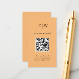 Elegant Enkelt persikofärgad monogram Bröllop Tilläggskort