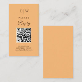 Elegant Enkelt persikofärgad monogram Bröllop Tilläggskort