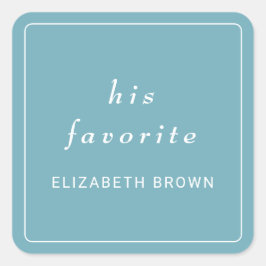 Elegant enkelt Retro Blue med Monogram Bröllop Fyrkantigt Klistermärke