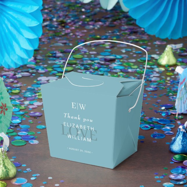 Elegant enkelt Retro Blue med Monogram Bröllop Presentaskar (Part)