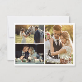 elegant - enkelt skript, bröllop 3-foton tack kort