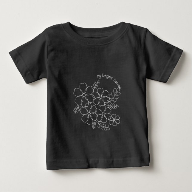 Elegant enkelt sommarblommönster t shirt (Framsida)