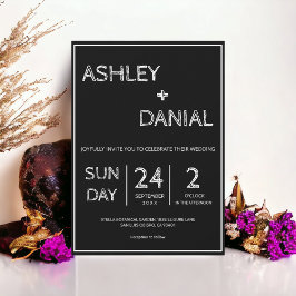 Elegant - enkelt svart och vitt, modern Bröllop Inbjudningar