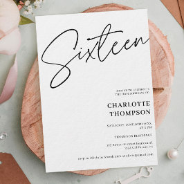 Elegant - enkelt, svart, vitt foto Söt 16 Inbjudningar